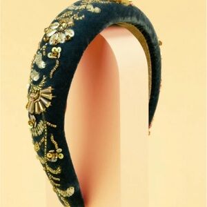 Powder Padded Velvet Beaded Embroidered Floral Headband